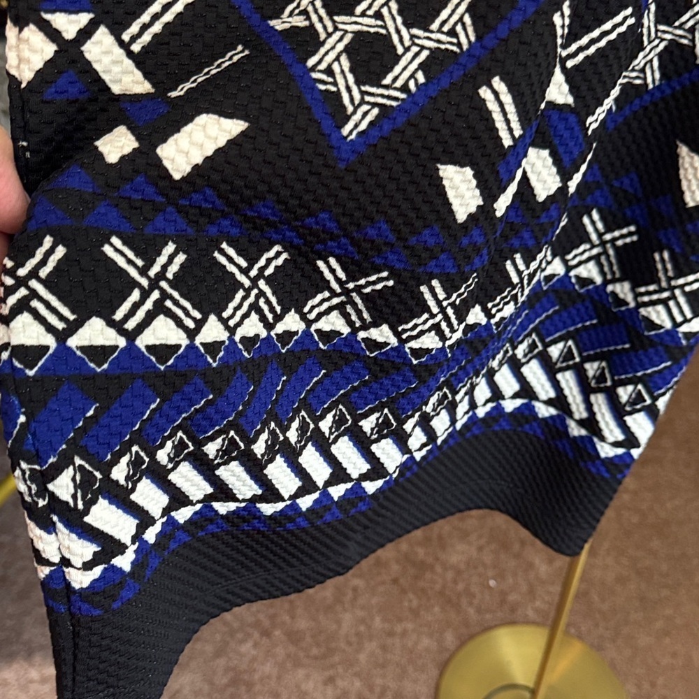 NWOT Geometric H&M Black and Blue Patterned Midi Dress Light Sparkle Body Con - Picture 4 of 13